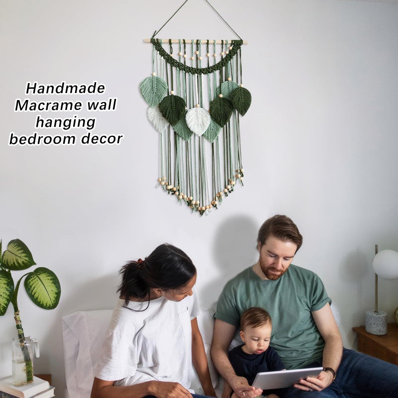 Artilady Macrame Wall Hanging -Handmade Sage Green Leaf Wall Tapestry,Boho Decorations for Bedroom Living Room Bathroom,Earthy Room Decor,Wedding Birthday for Women Girls - Image 3