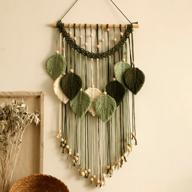 Artilady Macrame Wall Hanging -Handmade Sage Green Leaf Wall Tapestry,Boho Decorations for Bedroom Living Room Bathroom,Earthy Room Decor,Wedding Birthday for Women Girls - Image 1