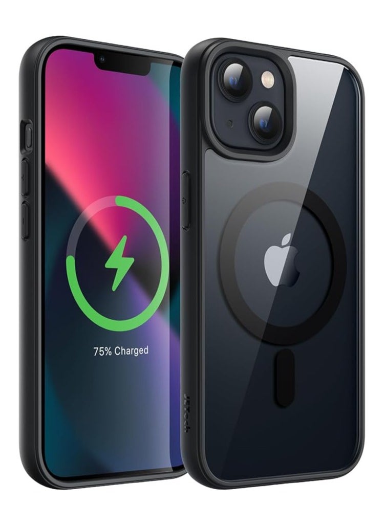 Denx Clear Magnetic Case for iPhone 14 Plus and iPhone 15 Plus, Compatible with MagSafe, Plating Luxury Cover, Clear Soft TPU Shockproof Protective Phone Case (Black)  - Image 1