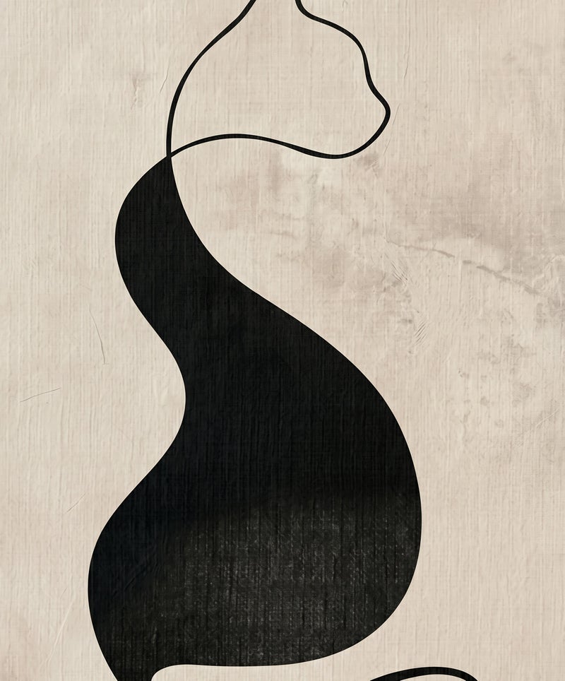 TNESSENTIAL Black Cat Line Art – Abstract Feline Print, Minimalist Wall Decor, Neutral Boho Poster, Beige Japandi Art, Modern Cat Silhouette - Image 2
