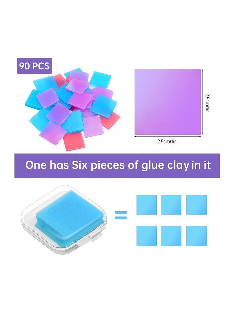 SYOSI Diy Diamond Painting Glue Clay Set - 108 Pieces With Organizer Box - Embroidery Cross Stitch Drilling Mud - Diamond Painting Wax Tool Kit - 3 Colors Glue Clay For Accessories - 2.5 X 2.5 Cm  - Image 2