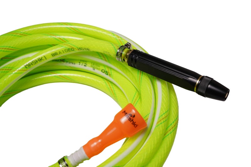 Mashki® Heavy Duty 3 Layered PVC Braided Garden Water Hose Pipe with Adjustable Black Jet Spray Nozzle | Water Pipe for Car Wash, Garden, Home Cleaning, Bike Wash, Floor Clean (25 Meter (82 Feet)) - Image 3