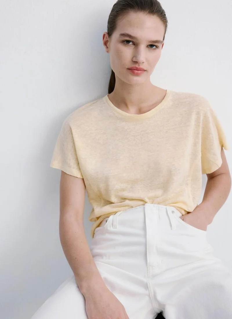 Mango  Short-sleeved linen t-shirt for Women | Best Price UAE