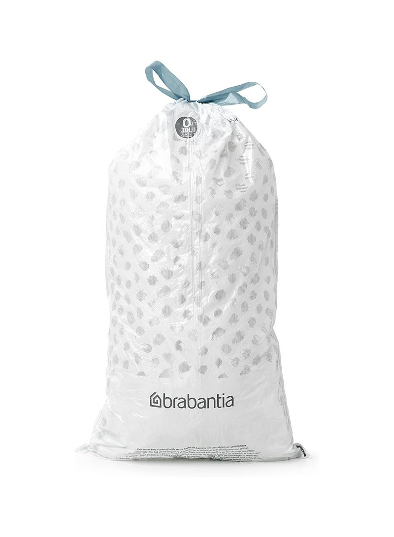 brabantia Brabantia PerfectFit Bin Liners Multipack (Size O 30 Litre) Thick Plastic Trash Bags with Tie Tape Drawstring Handles (60 Bags), White  - Image 3