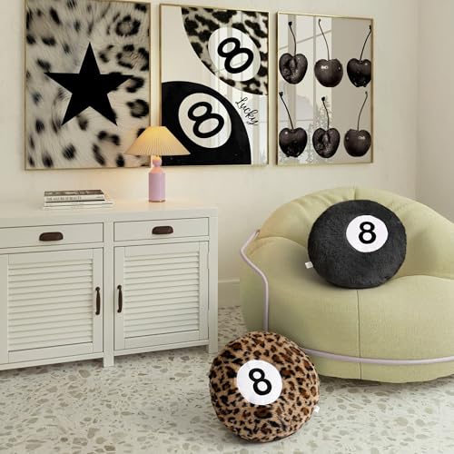 Dripykiaa Cheetah 8 Ball Throw Pillow, 14" Leopard Print 8 Ball Pillow Round Plush Decorative Cushion, Soft Trendy Throw Pillow for Bedroom & Living Room, Modern Aesthetic Home Decor for Women & Teens - Image 5