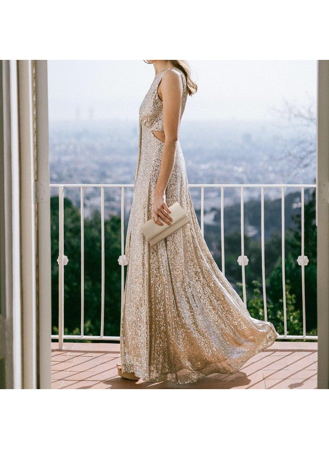 DASEIN حقيبة مسائية للنساء كلاتش لامعة لحفل زفاف عروس حقيبة بريق لحفلة كوكتيل حفلة تخرج (ذهبي) - Image 2