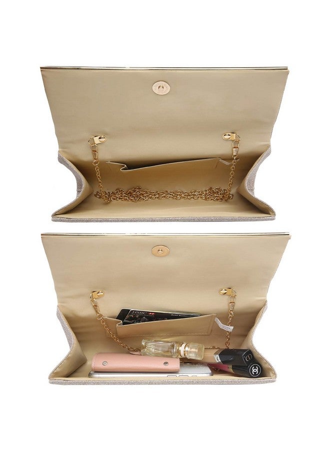 DASEIN حقيبة مسائية للنساء كلاتش لامعة لحفل زفاف عروس حقيبة بريق لحفلة كوكتيل حفلة تخرج (ذهبي) - Image 5