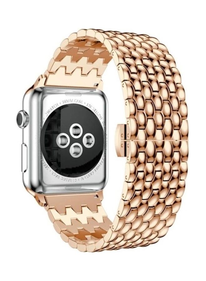 NIBEMINENT Dragon Scale Texture Metal Replacement Strap Watchband For Apple Watch Series 1/2/3/4/5/6/7/SE 38-40-41mm Rose Gold - Image 3