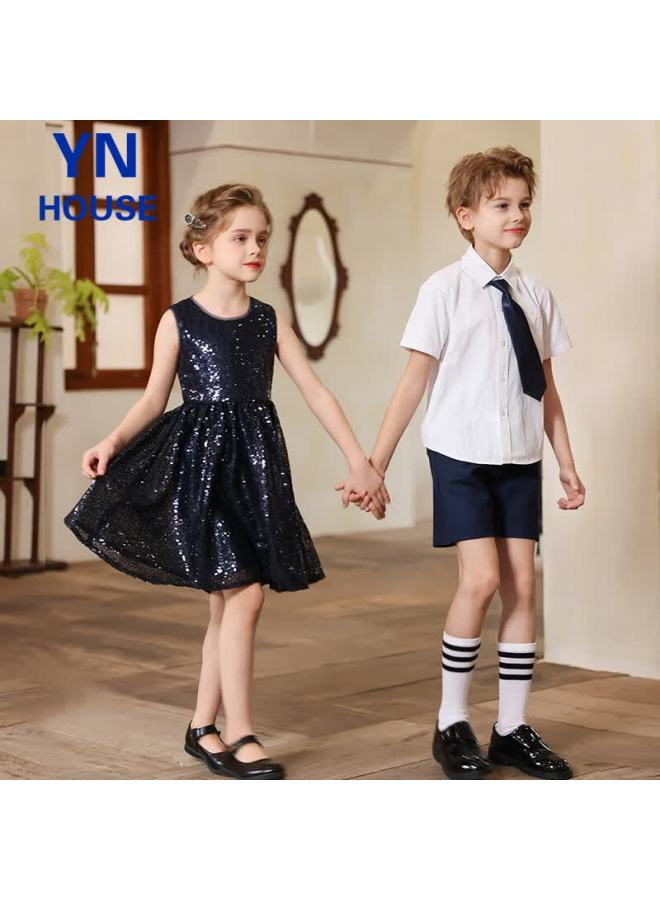 Yinuofang Girls' Children's Day Performance Dress Spring Summer Flower Girl Host Girl's Formal Dress 120cm - Image 3