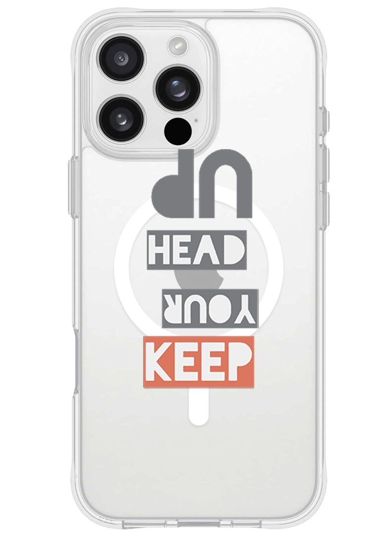 Theodor iPhone 16 Pro Max Magsafe Magnetic Case for iPhone Compatible with Wireless Charging, Shockproof Phone Bumper Cover - Keep your head up - Image 1