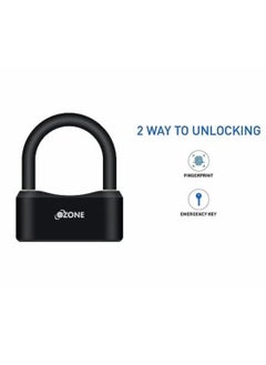 Ozone OZ-DPL-22-BL BLACK Fingerprint Padlock for gates & doors | By Ozone India  - Image 1