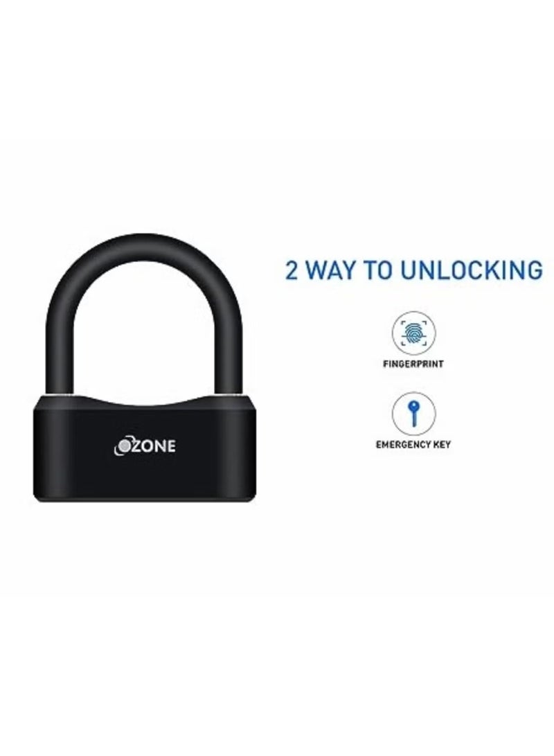 Ozone OZ-DPL-22-BL BLACK Fingerprint Padlock for gates & doors | By Ozone India  - Image 1