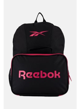 Reebok Women 2 Pcs Brand Logo Backpack And Lunch Bag 41 H x 29 L x 8 W cm, Black/Pink  - Image 1
