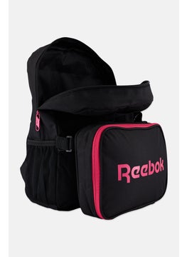 Reebok Women 2 Pcs Brand Logo Backpack And Lunch Bag 41 H x 29 L x 8 W cm, Black/Pink  - Image 3