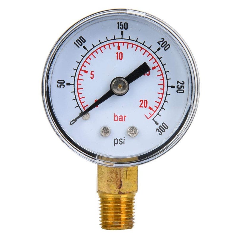 Mechanical Pressure Gauge 0 300 Psi 0 20 Bar Transparent Dial Metal Case For Air Oil Water - Image 1