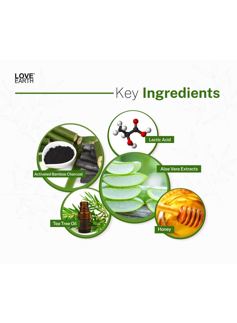 Love Earth Charcoal Tea Tree Face Wash for Oil Control, Acne & Detox 100ml - Image 3