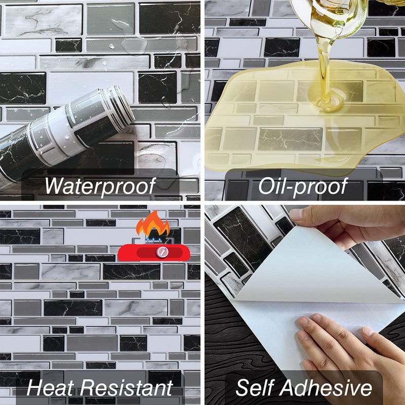 Livebor Peel and Stick Backsplash Wallpaper Kitchen Backsplash Wallpaper 11.8inch x 78.7inch Tile Contact Paper Kitchen Peel and Stick Countertops Waterproof Wallpaper for Bathroom Kitchen Wallpaper - Image 4