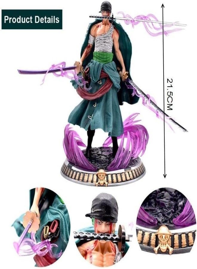 Lefan Action Figure Limited Edition for Home Decors, Office Desk,Study Table Car Dashboard Attractive Lightweight Durable Home & Office Decoration Gift (Anime Standing Zoro with Flare) - Image 4