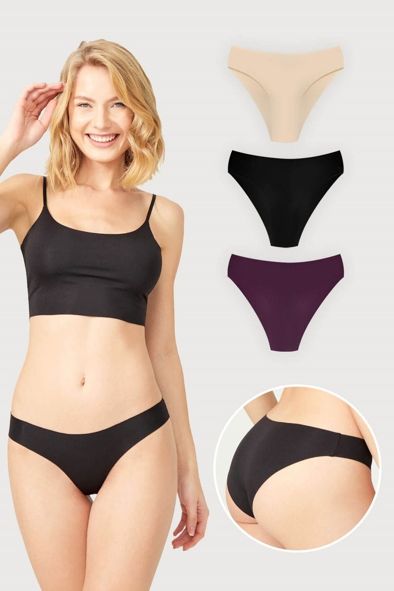 COTTONHILL Classic Basic Laser Cut Bikini Panties 3 Pack - 3  - Image 1