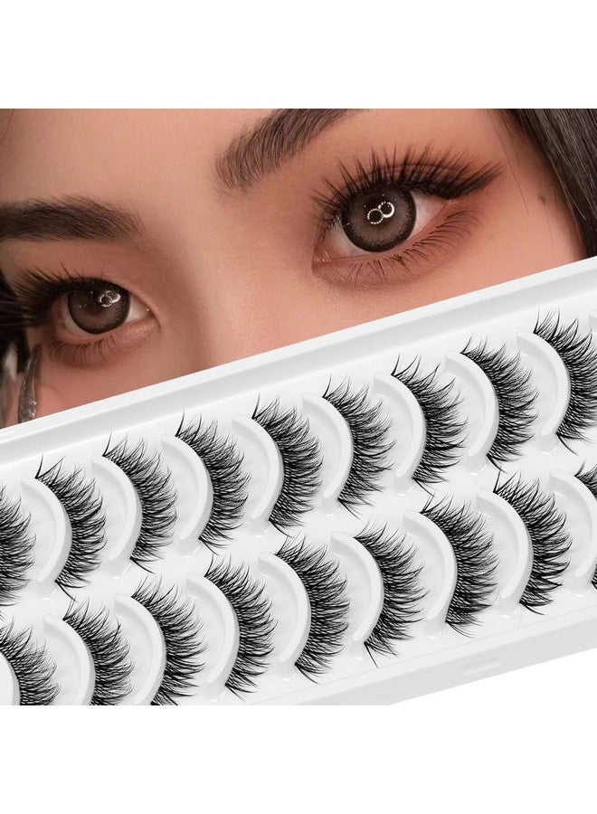 DSLONG 10 Pairs Cat Eye Lashes Clear Band Wispy Natural Look Fluffy False Eyelashes 3D Soft Volume Lashes Looks Like Eyelash Extensions Reusable Faux Mink Lashes (C02) - Image 2