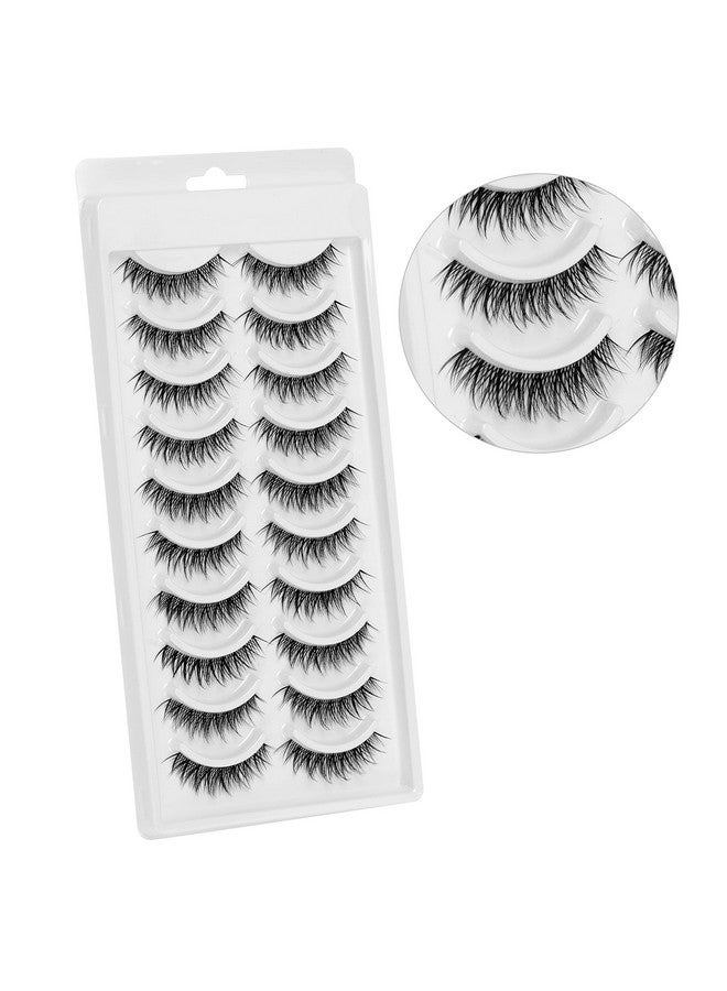 DSLONG 10 Pairs Cat Eye Lashes Clear Band Wispy Natural Look Fluffy False Eyelashes 3D Soft Volume Lashes Looks Like Eyelash Extensions Reusable Faux Mink Lashes (C02) - Image 3