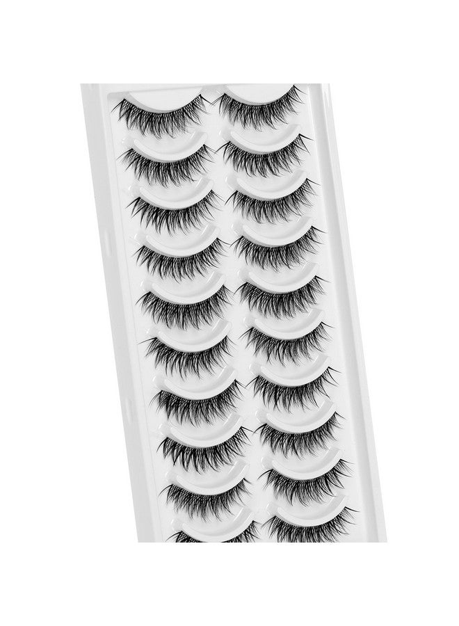 DSLONG 10 Pairs Cat Eye Lashes Clear Band Wispy Natural Look Fluffy False Eyelashes 3D Soft Volume Lashes Looks Like Eyelash Extensions Reusable Faux Mink Lashes (C02) - Image 5