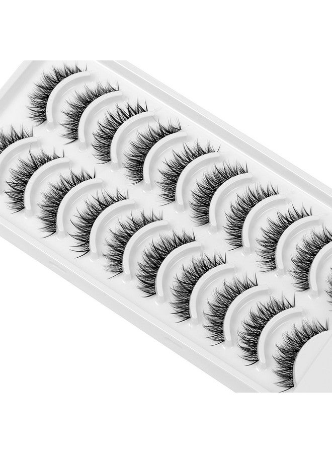 DSLONG 10 Pairs Cat Eye Lashes Clear Band Wispy Natural Look Fluffy False Eyelashes 3D Soft Volume Lashes Looks Like Eyelash Extensions Reusable Faux Mink Lashes (C02) - Image 4