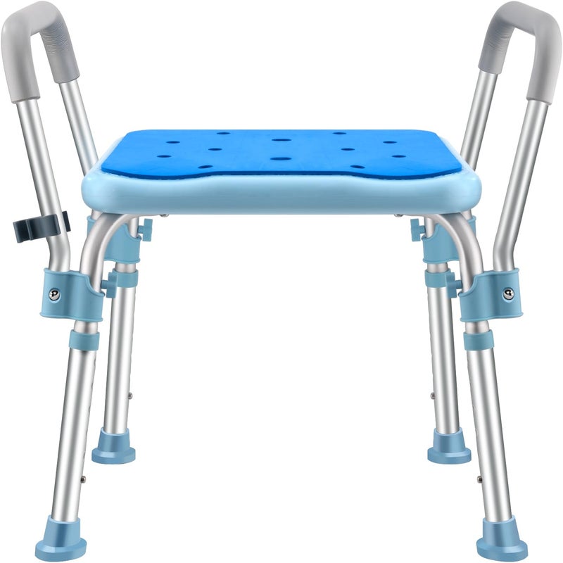 Brosive Bath Chair Bench with Arms Medical Shower Bench Bath Stool Safety Seat for Elderly Adults Disabled Blue Shower Stools 