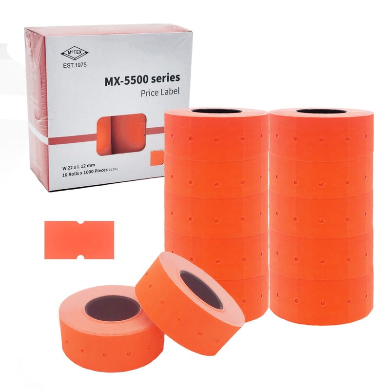 Motex 1 Blank Line Labels  10000 Fluorescent Red Blank Price and Date Gun Labels Fits MX5500 and Perco 1 Line Price and Date Guns - Image 3