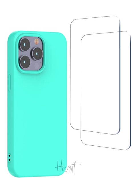 iPhone 15 Pro Max Case 6.7" Slim Liquid Silicone Soft Gel Rubber with 2X iPhone 15 Pro Max Screen Protector Shockproof Protective Phone Case Anti-Scratch Microfiber Lining for Apple iPhone 15 Pro Max