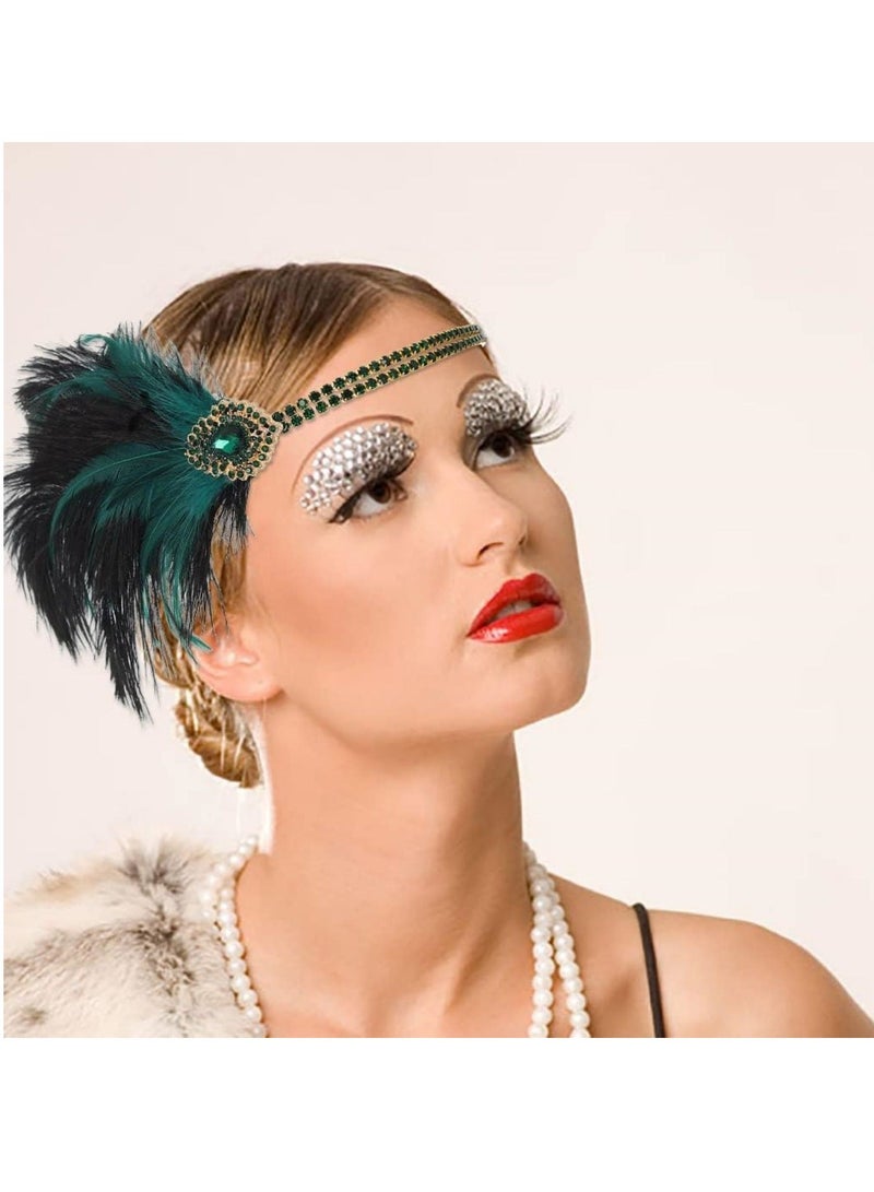 1920s Flapper Headband Green Great Gatsby Headpiece Crystal Vintage Festival Hair Accessories for Women Accessories  for Women for Art Decor Pageant Themed Party - Image 4