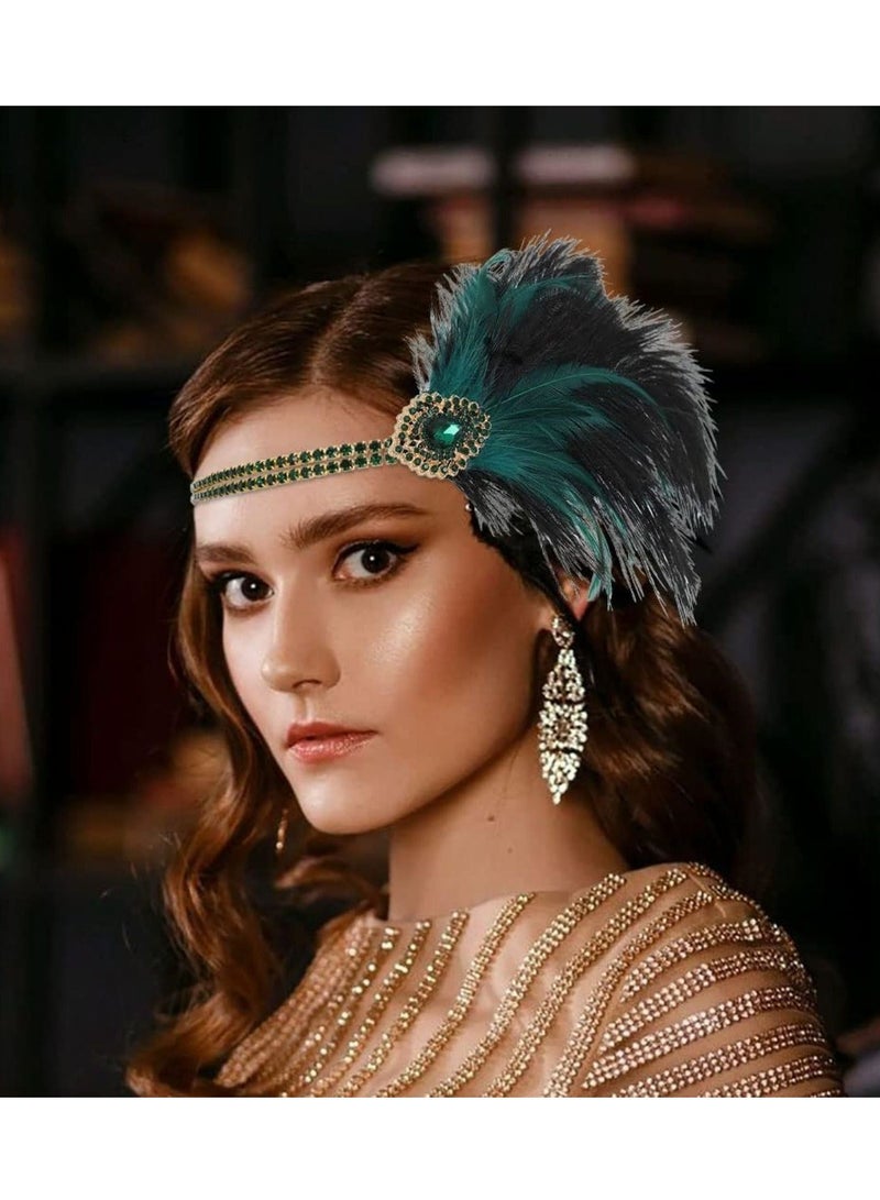 1920s Flapper Headband Green Great Gatsby Headpiece Crystal Vintage Festival Hair Accessories for Women Accessories  for Women for Art Decor Pageant Themed Party - Image 2