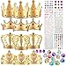 MTLEE 12 Pcs Foam Princess Tiaras Crown 928 Pcs Gem Stickers 12 Gem Rings Craft Making Kits Gifts for Birthday Party FavorsPopular Style - Image 3