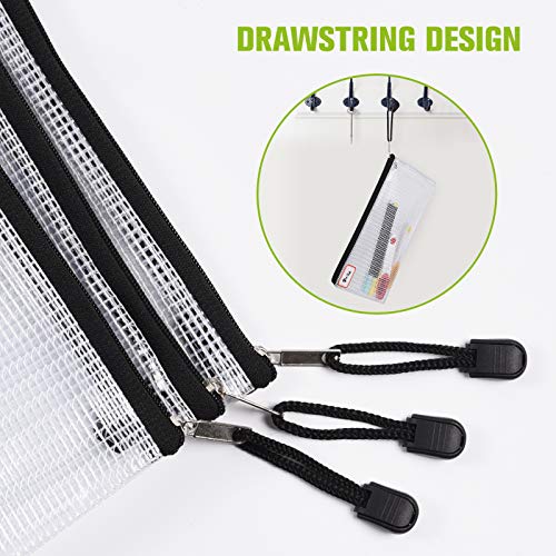 ASTEN 12 Pcs Plastic Mesh Zip File Bags, Waterproof Tear-Resistant Document File Folders, B4 Size Zipper Documents Pouch Document Organizer Bags for School Office Home Travel Storage(15.35×11.22Inch) - Image 5