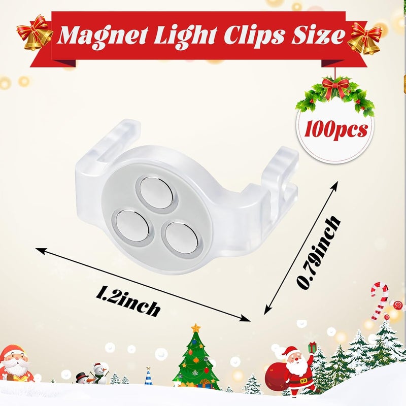 UQM 100 Pack C9 Magnetic Christmas Light Clips, Extra Strong Magnetic Clips Hooks for Christmas Lights, Magnet Christmas Light Clips for C9 C7 Sockets Metal Roof Gutters Outside Patio Holiday Lighting - Image 2
