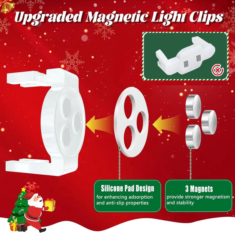 UQM 100 Pack C9 Magnetic Christmas Light Clips, Extra Strong Magnetic Clips Hooks for Christmas Lights, Magnet Christmas Light Clips for C9 C7 Sockets Metal Roof Gutters Outside Patio Holiday Lighting - Image 4