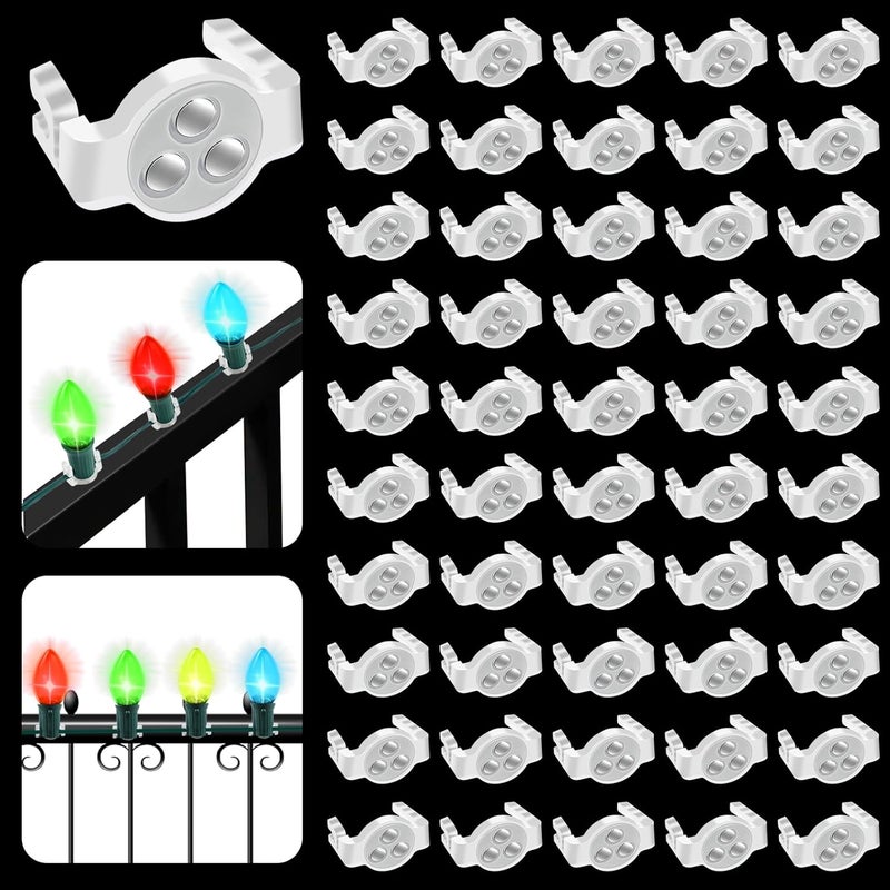 UQM 100 Pack C9 Magnetic Christmas Light Clips, Extra Strong Magnetic Clips Hooks for Christmas Lights, Magnet Christmas Light Clips for C9 C7 Sockets Metal Roof Gutters Outside Patio Holiday Lighting - Image 1