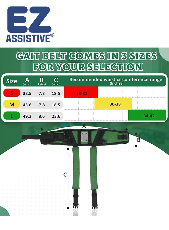 EZ Assistive Gait Belt with Padded Handles & Leg Straps for Seniors, Medical Gate Belt Transfer Belts with Buckle for Elderly Walking (Large) - Image 2