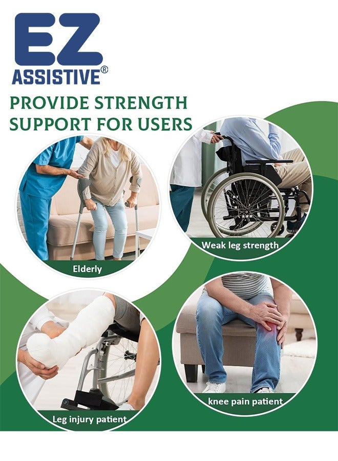 EZ Assistive Gait Belt with Padded Handles & Leg Straps for Seniors, Medical Gate Belt Transfer Belts with Buckle for Elderly Walking (Large) - Image 3