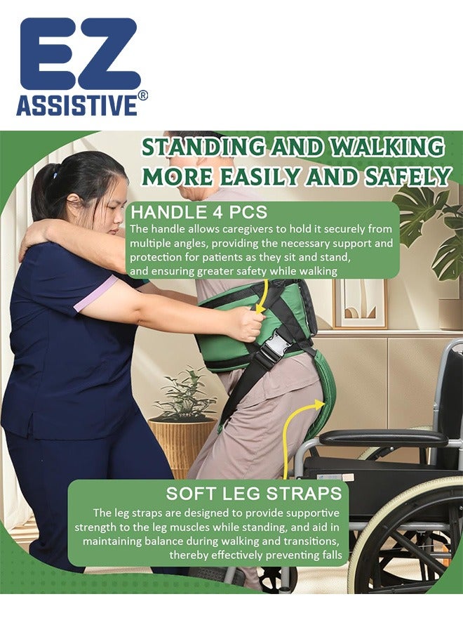 EZ Assistive Gait Belt with Padded Handles & Leg Straps for Seniors, Medical Gate Belt Transfer Belts with Buckle for Elderly Walking (Large) - Image 4