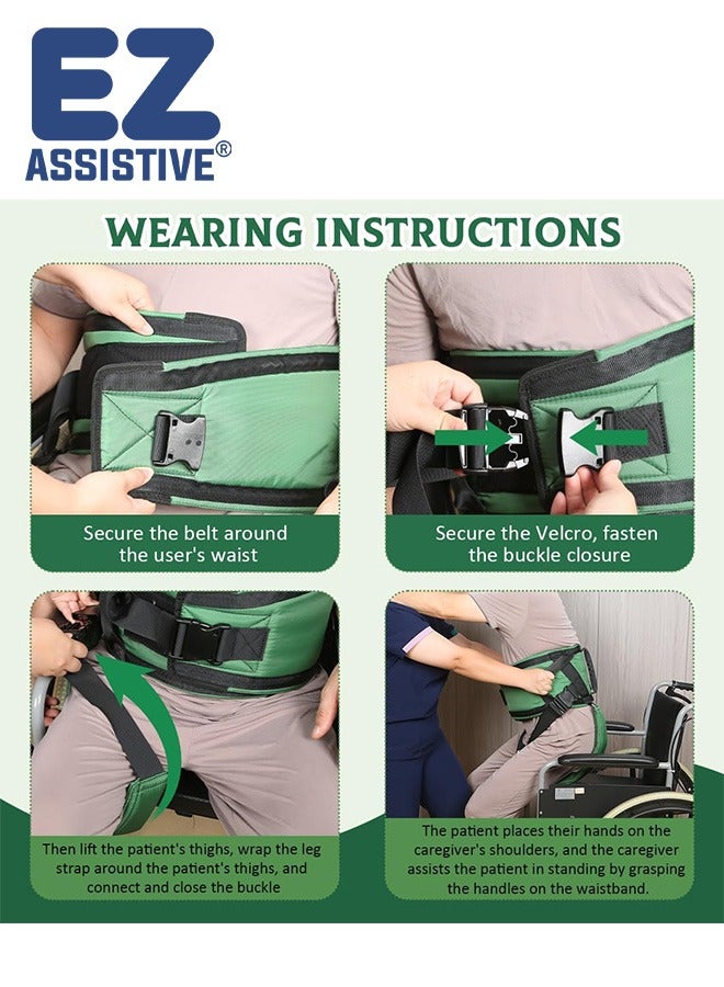 EZ Assistive Gait Belt with Padded Handles & Leg Straps for Seniors, Medical Gate Belt Transfer Belts with Buckle for Elderly Walking (Large) - Image 5