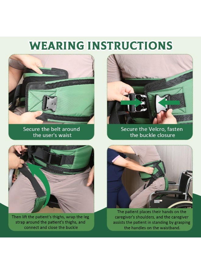 EZ Assistive Gait Belt with Padded Handles & Leg Straps for Seniors, Medical Gate Belt Transfer Belts with Buckle for Elderly Walking (Large) - Image 2