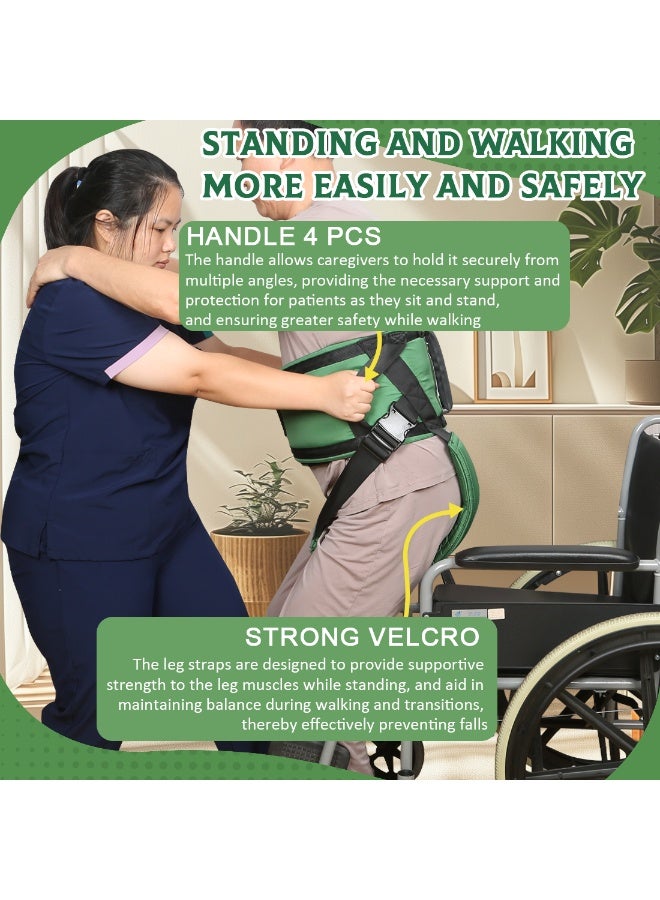 EZ Assistive Gait Belt with Padded Handles & Leg Straps for Seniors, Medical Gate Belt Transfer Belts with Buckle for Elderly Walking (Large) - Image 3