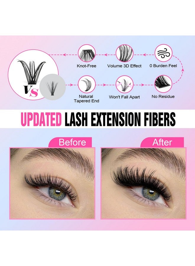 Pawotence Lash Extension Kit DIY 40D 12-18mm Individual Lashes Clusters Kit 280pcs Cluster Eyelash Extensions Kit with Lash Bond and Seal, Tweezers for Self Application (Long 40D, 12-18mm, Kit) - Image 2