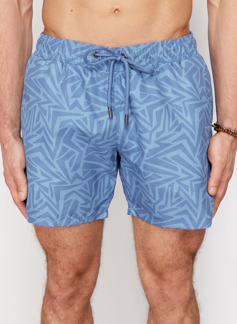 trendyol Blue Standard Size Geometric Printed Swimsuit Swim Shorts Tmnss24Ds00007 - Image 3