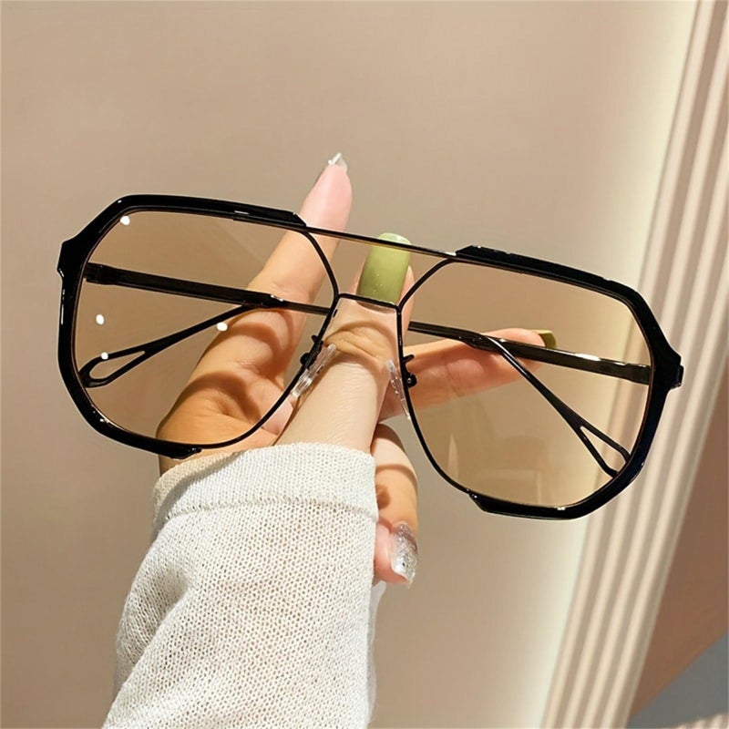 willochra Fashion Oversized Square Women Sunglasses Vintage Punk Men Outdoor Eyewear Shades UV400 (Champagne) - Image 2
