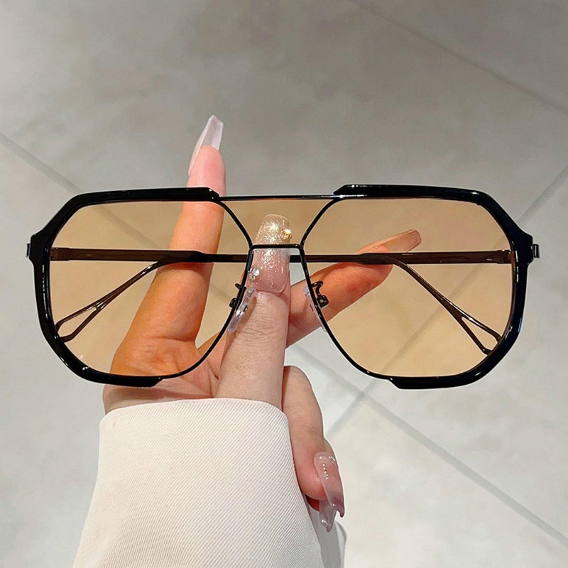 willochra Fashion Oversized Square Women Sunglasses Vintage Punk Men Outdoor Eyewear Shades UV400 (Champagne) - Image 3