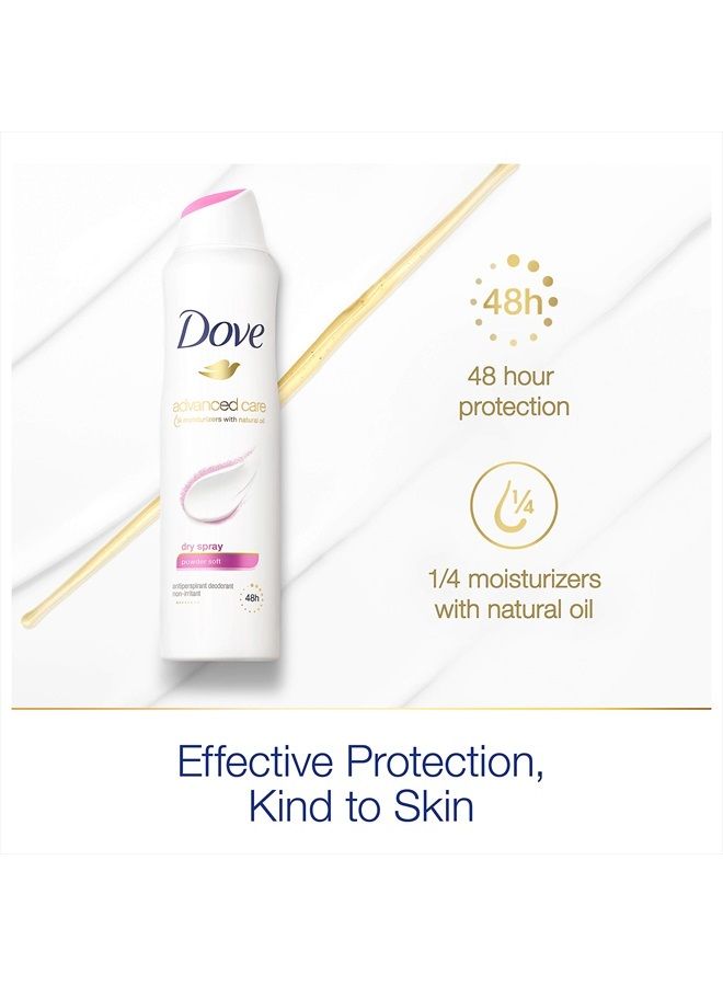 Dove مزيل العرق الجاف المضاد للتعرق Advanced Care Dry Spray للنساء، بودرة ناعمة، لحماية تدوم 48 ساعة ومنطقة تحت الإبط ناعمة ومريحة، 3.8 أونصة (عبوة من 3 قطع) - Image 3