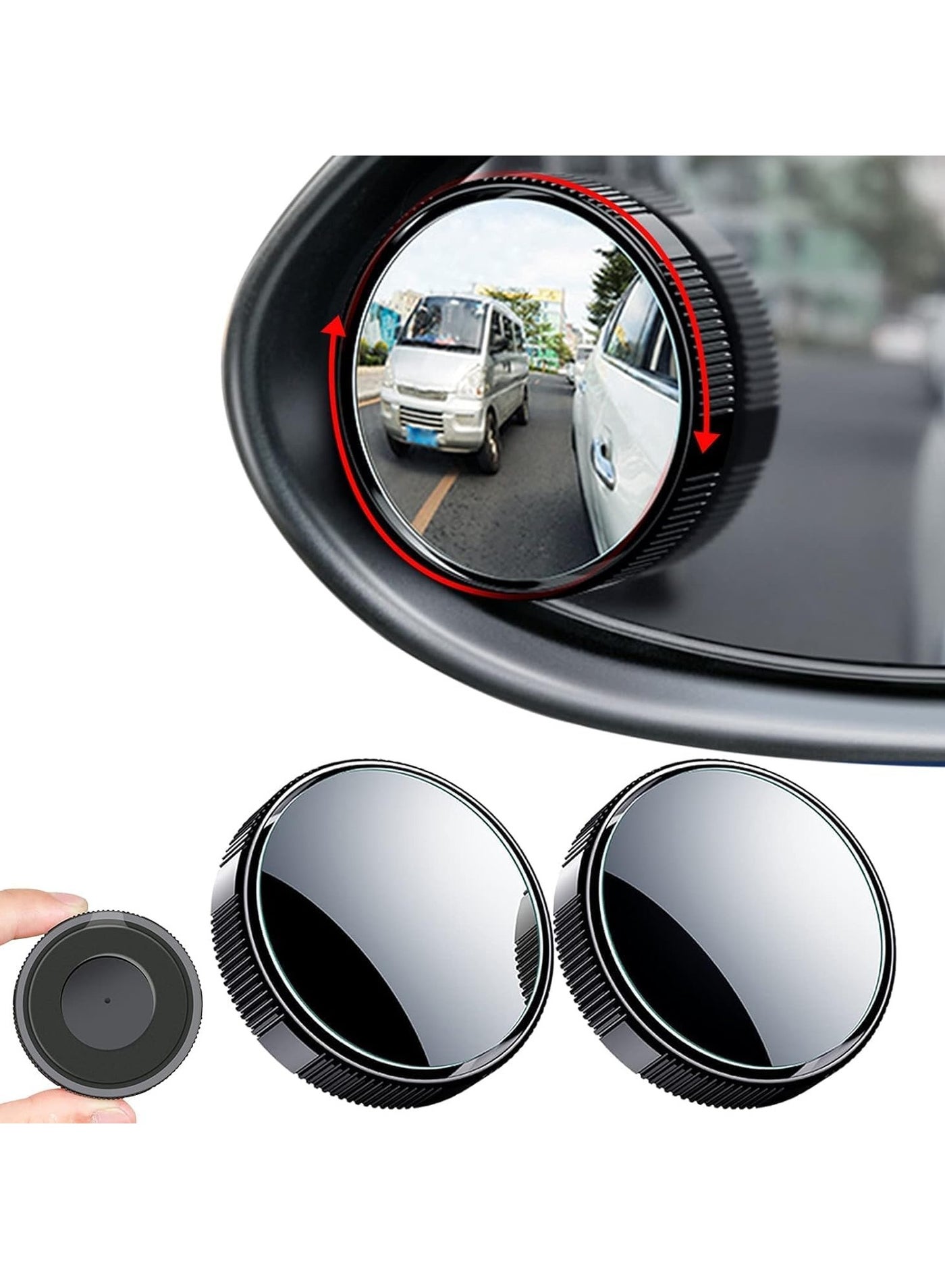 2 PCS 2" (5 cm)Diameter Car Blind Spot Side Mirror,Reusable Round HD Blind Spot Mirror with Sucker, Universal 360° Wide Angle Glass Convex Side Rear View Mirror for Cars SUVs and Trucks