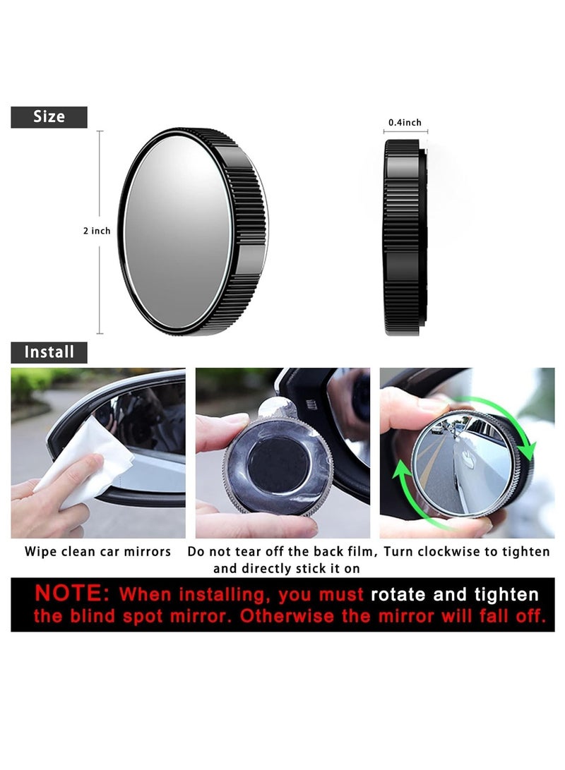 Bukela 2 PCS 2" (5 cm)Diameter Car Blind Spot Side Mirror,Reusable Round HD Blind Spot Mirror with Sucker, Universal 360° Wide Angle Glass Convex Side Rear View Mirror for Cars SUVs and Trucks  - Image 2